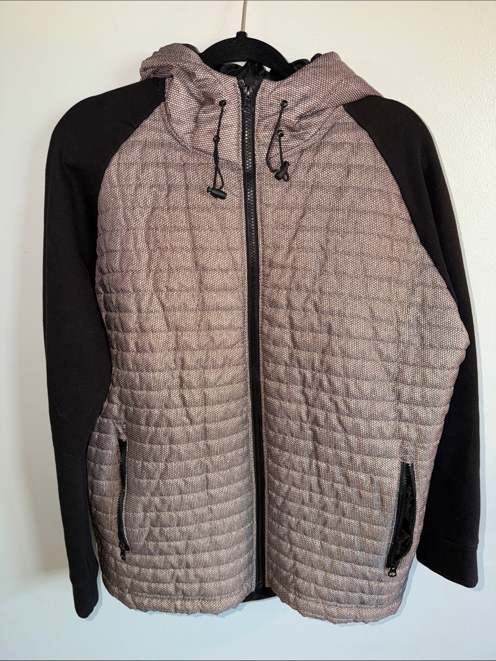 Women's Brooklyn Standard Quilted Hooded Jacket - Black & Taupe Size L